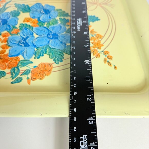 MCM 50s Floral Metal Serving Tray Decorative VTG Rustic Farmhouse Farmers Market - Picture 10 of 12